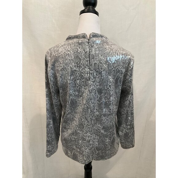 Chico’s Python Sequin Mock Top With Knit Pattern Slate Gray Size 2 Large NEW - Picture 3 of 6
